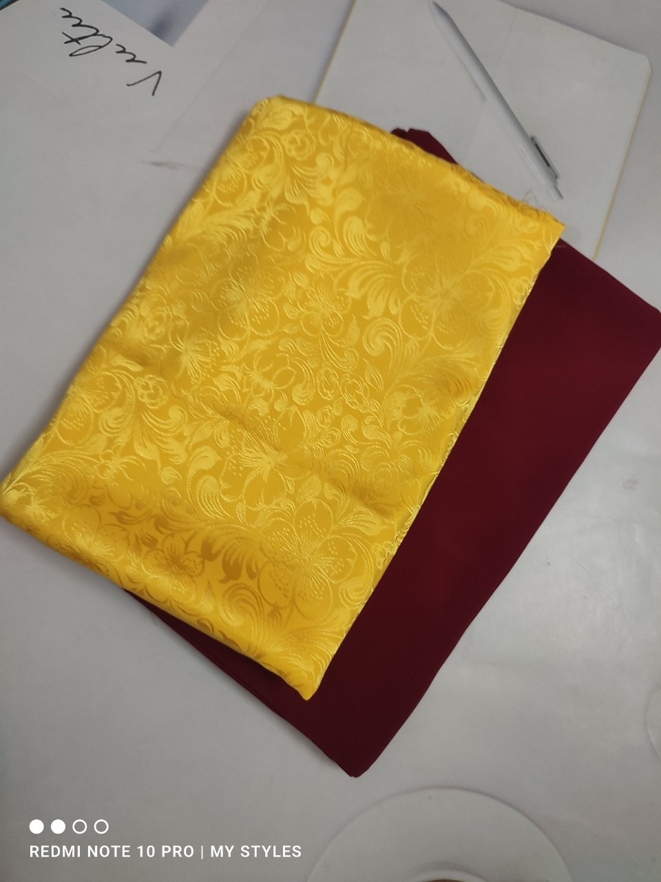 Vải gấm lụa mềm cao cấp dệt vân chìm - lụa mai hoa/ cánh tiên