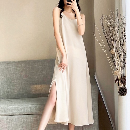 Váy lụa 2 dây suông ulzzang dáng dài maxi đi biển chất lụa cao cấp dày dặn,siêu đẹp