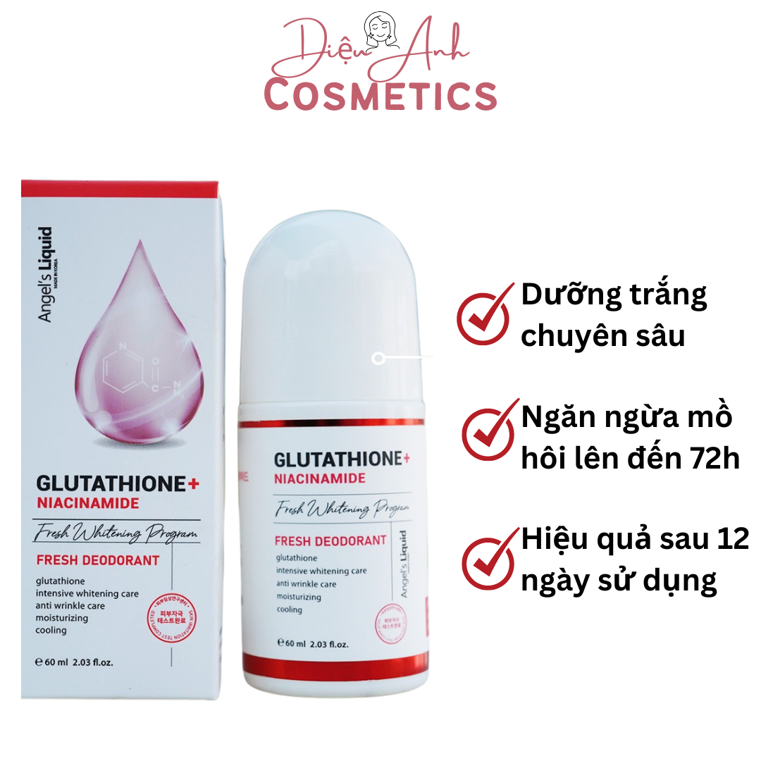 Lăn nách mờ thâm, dưỡng trắng da Angel s Liquid Glutathione plus