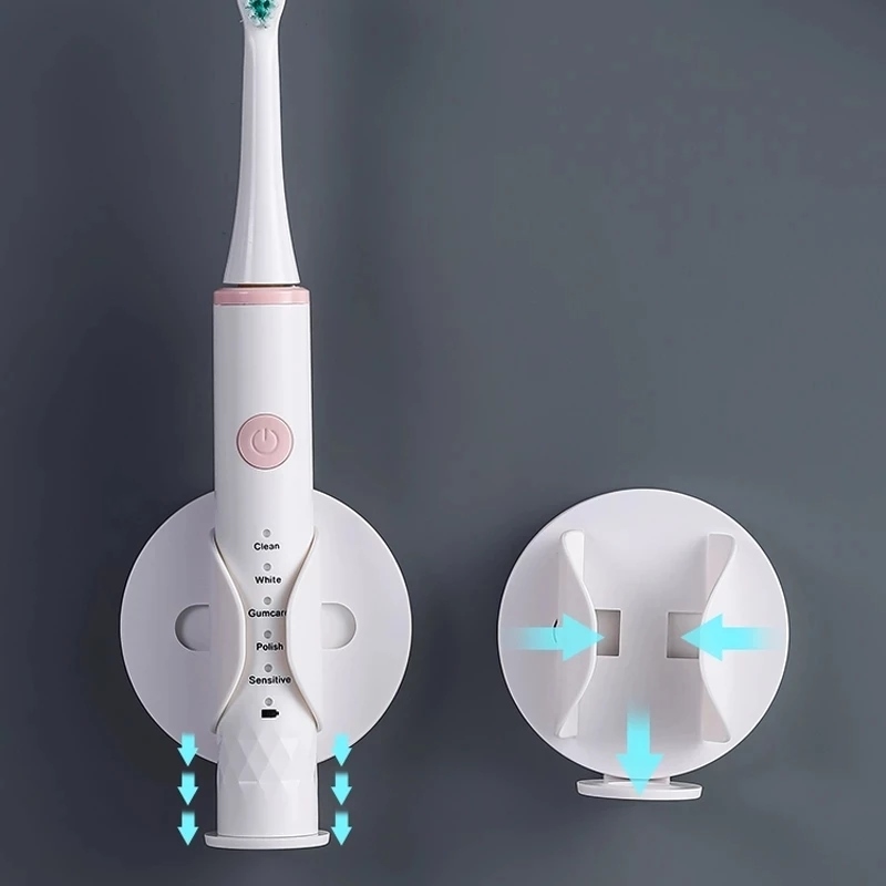 【CC】⊕∈○  Multi-Purpose Hooks Electric Toothbrush Holder Traceless Rack Wall-Mounted Bathroom Organizer Accessories