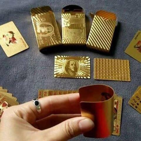 Bộ bài tây mạ vàng 52 lá - bộ bài tây dolar usa euro mạ vàng 52 lá cao cấp sang trọng