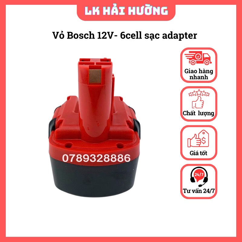 Vỏ pin Bosch 12V-14V Lion, nhận sạc adapter