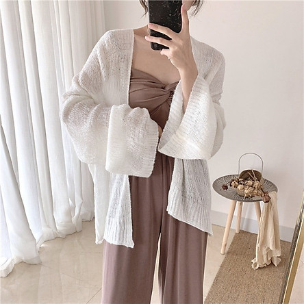 Áo Cadigan len mỏng phong cách Hàn Quốc