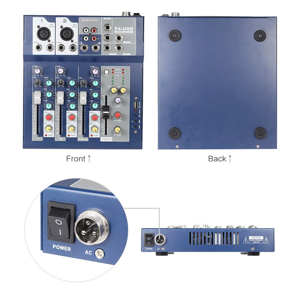 [HCM]Bộ trộn âm thanh Mixer F4-USB