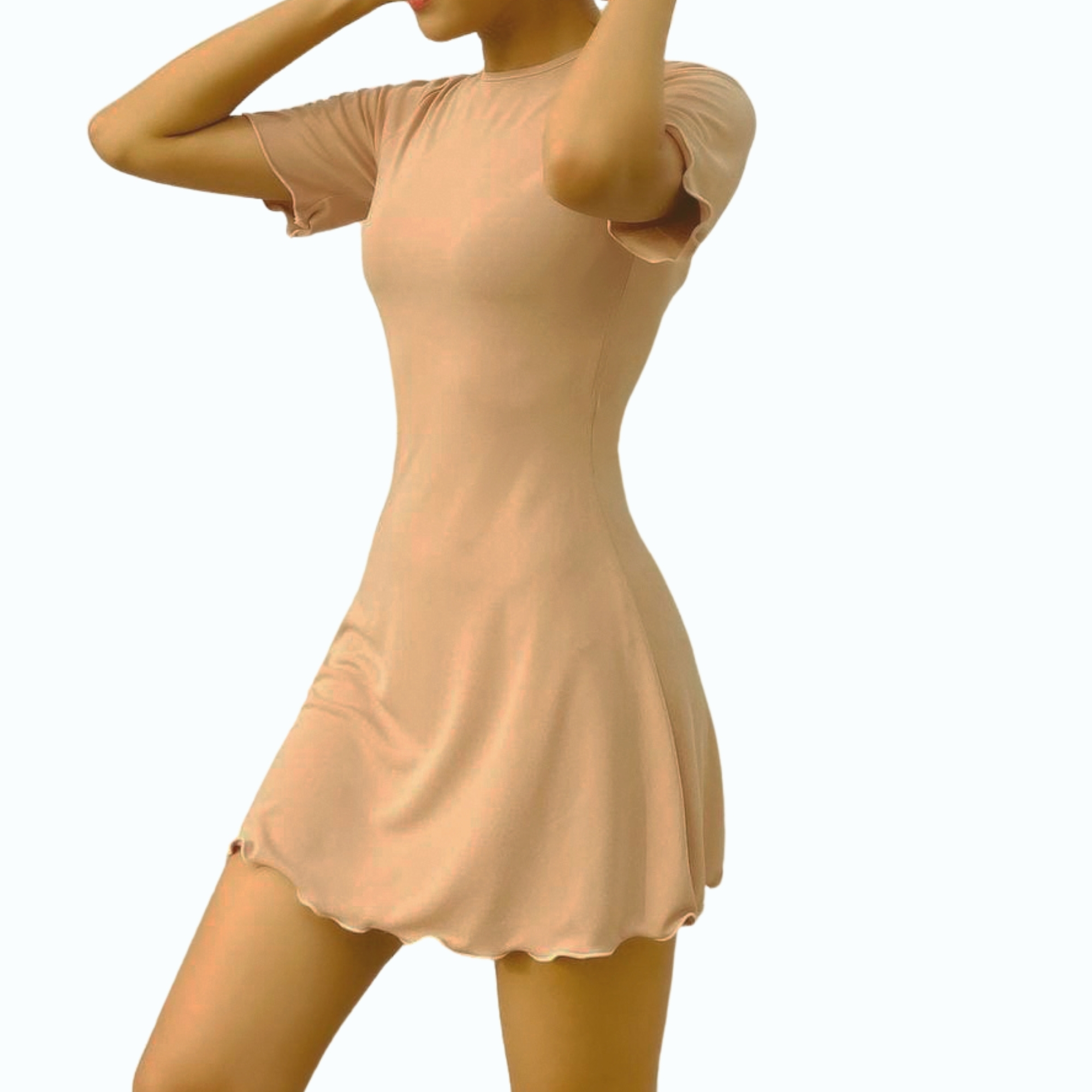 Đầm thun nữ màu nude Modini