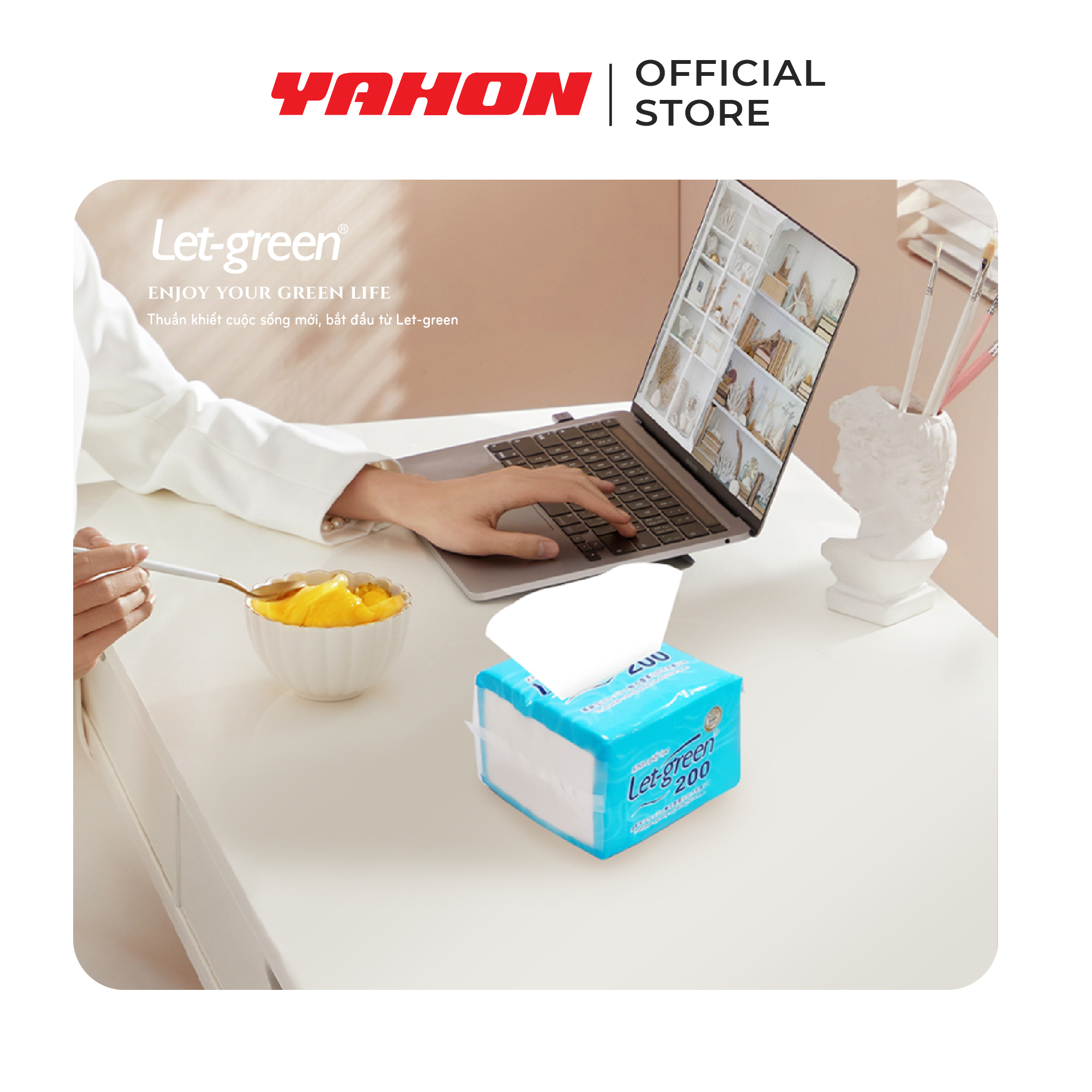 Combo 3 bao khăn giấy lụa Let-green, 200 tờ/bao