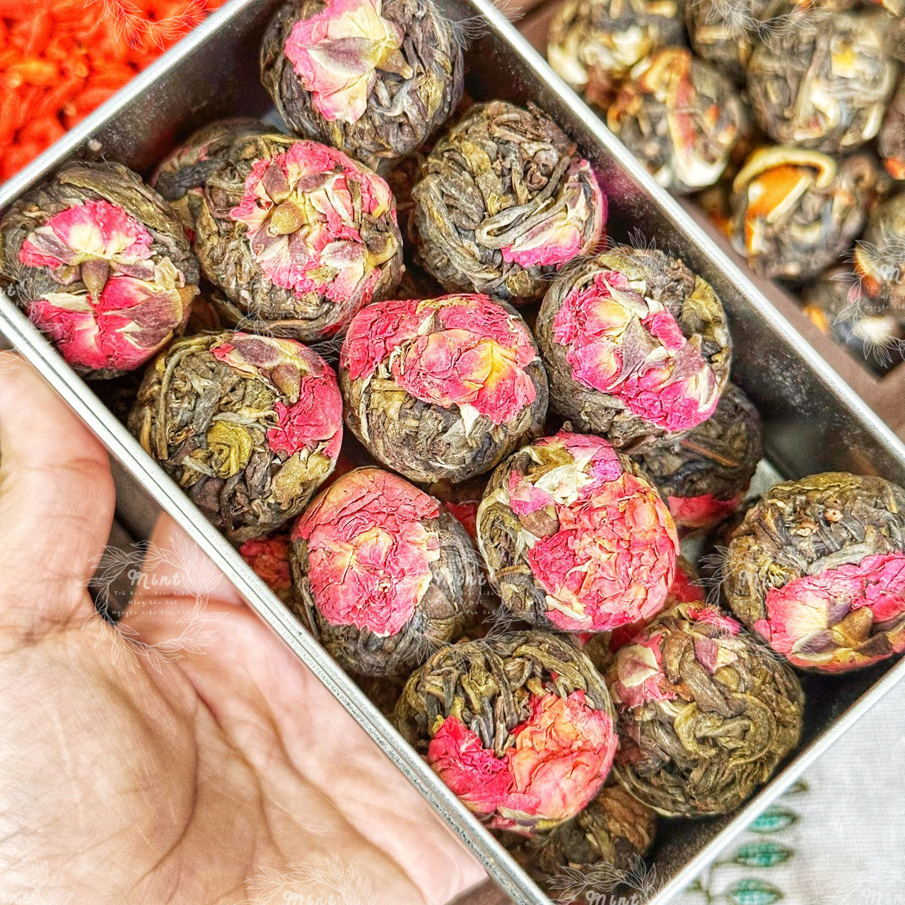 Trà phổ nhĩ hoa (trà phổ nhĩ nở hoa - trà pu'er vân nam - trà kim qua cống - trà nhân đầu cống) - 1 viên