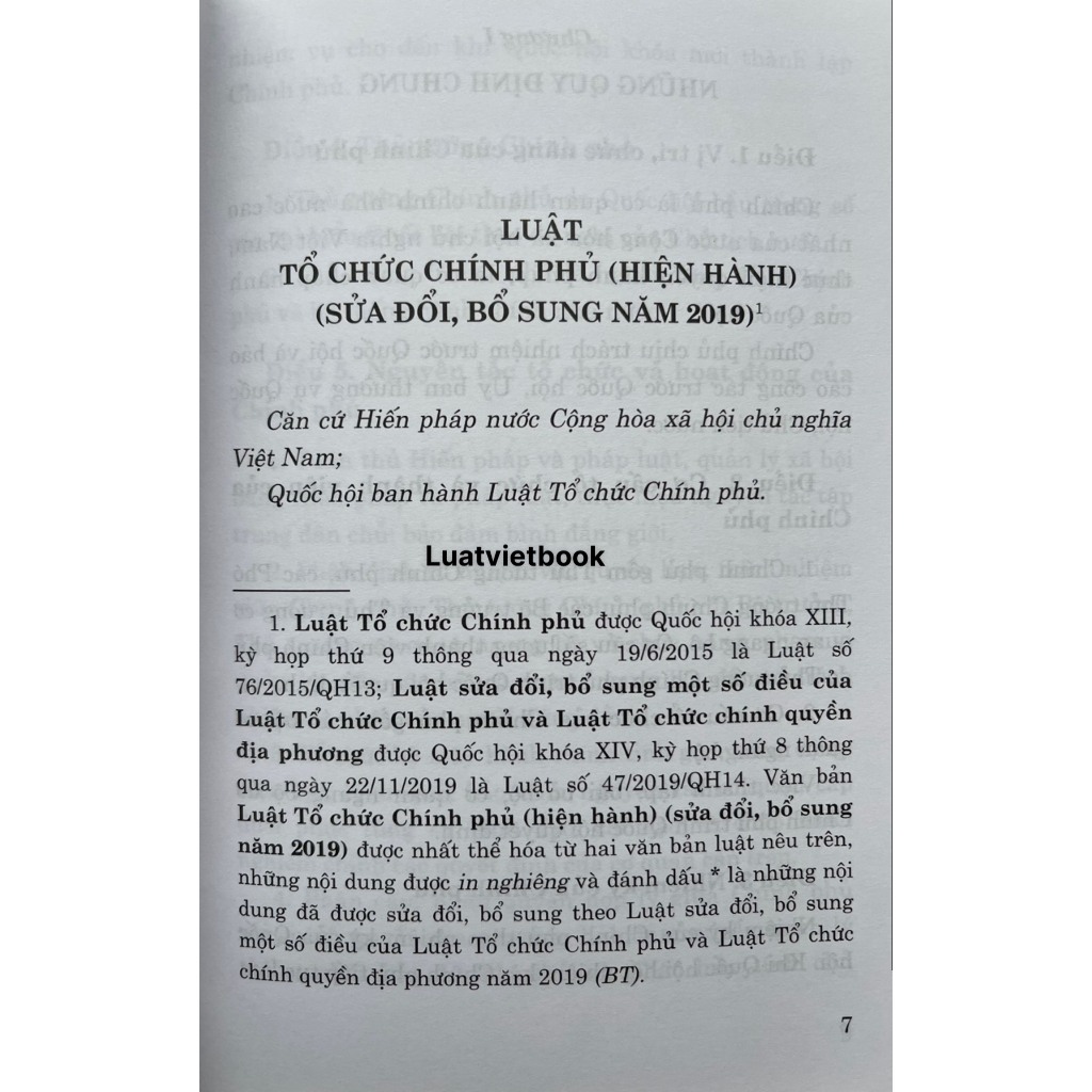 Luật Tổ Chức Chính Phủ ( sửa đổi, bổ sung năm 2019, 2023)