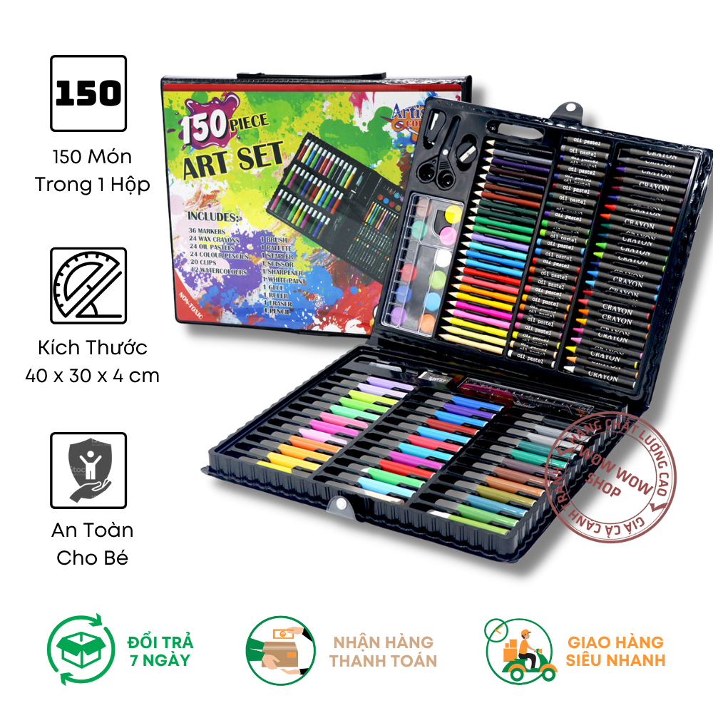 [HCM]Hộp Bút Màu 150 Món Cho Bé Màu Sáp - Màu Lông - Màu Nước An Toàn Sáng Tạo Cho Bé 4 - 15 Tuổi