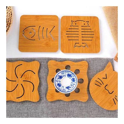 Miếng lót nồi lót cốc cách nhiệt bằng gỗ sang trọng nhiều hình ( giao ngẫu nhiên) nhutrang-anphu
