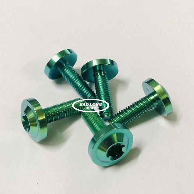 5 con Ốc Titan GR5 Đầu Dù 6li 15 Xanh Lục Bảo (Titan 100% )