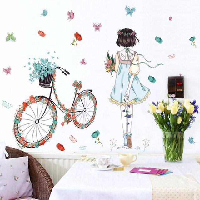 [HCM]DECAL DÁN TƯỜNG CHUÔNG GIÓ VÀ CÔ GÁI XE ĐẠP