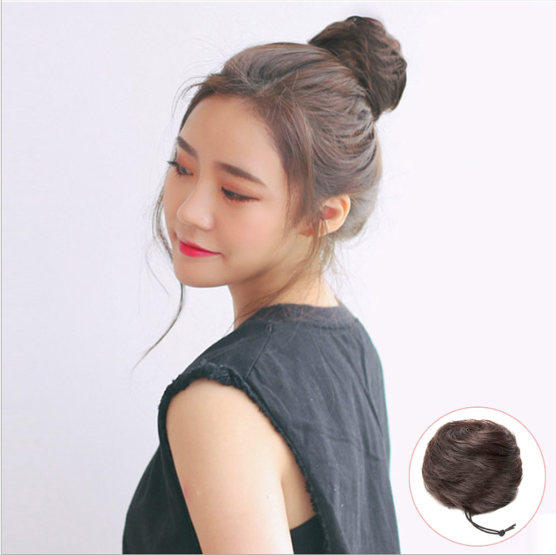 Tóc búi tỏi siêu dễ thương Hàn Quốc ( MÀU NÂU TỐI )