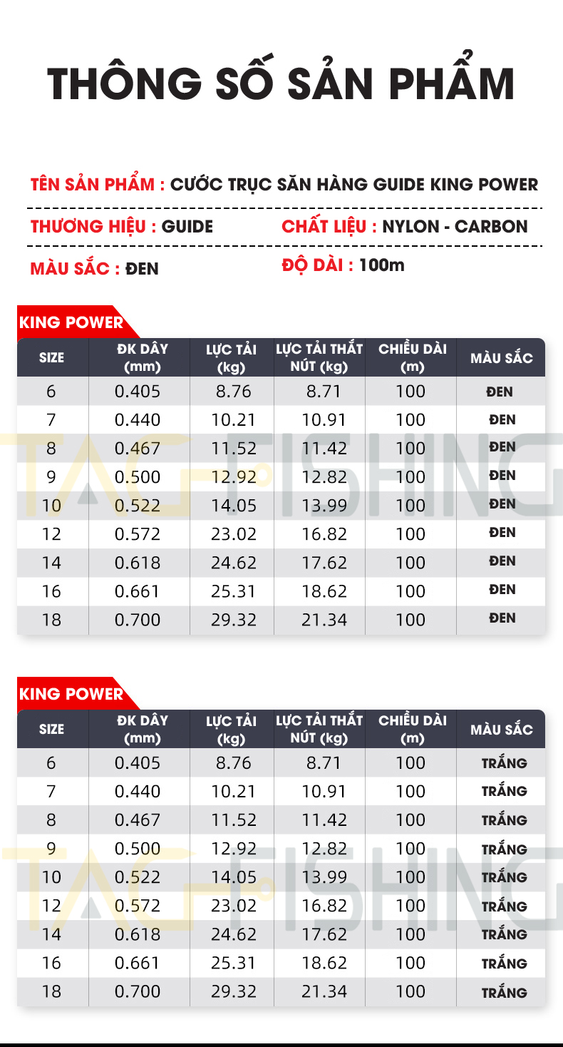 Cước trục Săn hàng Guide KING POWER 100M