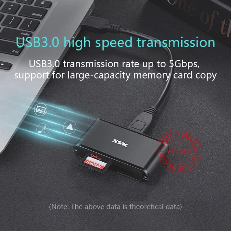 Đầu đọc thẻ nhớ SD Micro SD TF CF USB 3.0 - Reader card all in one USB 3.0 SSK SCRM-630