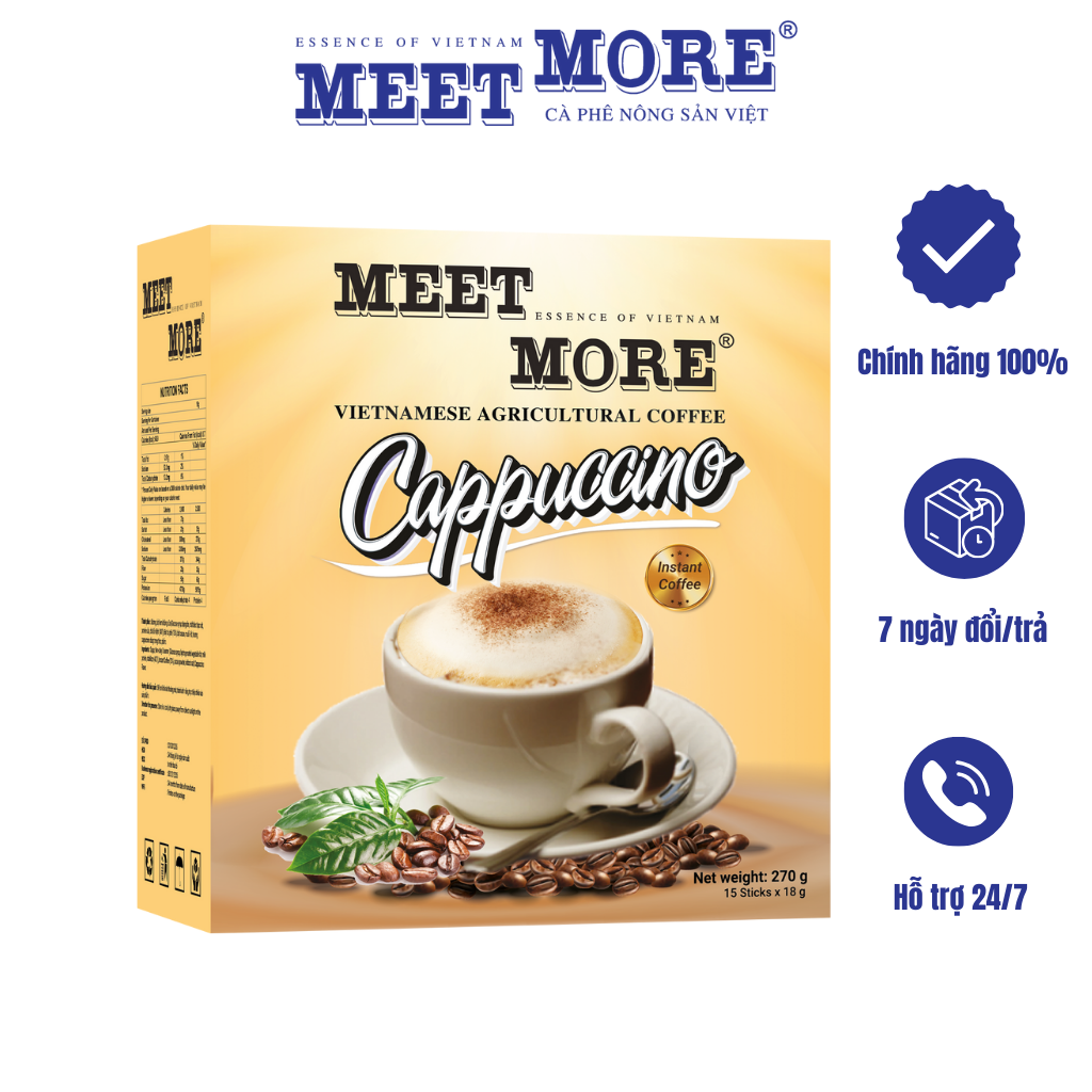 Cappuccino Meet More Instant Coffee Box (15 Packs X 18g) - Traditional Coffee