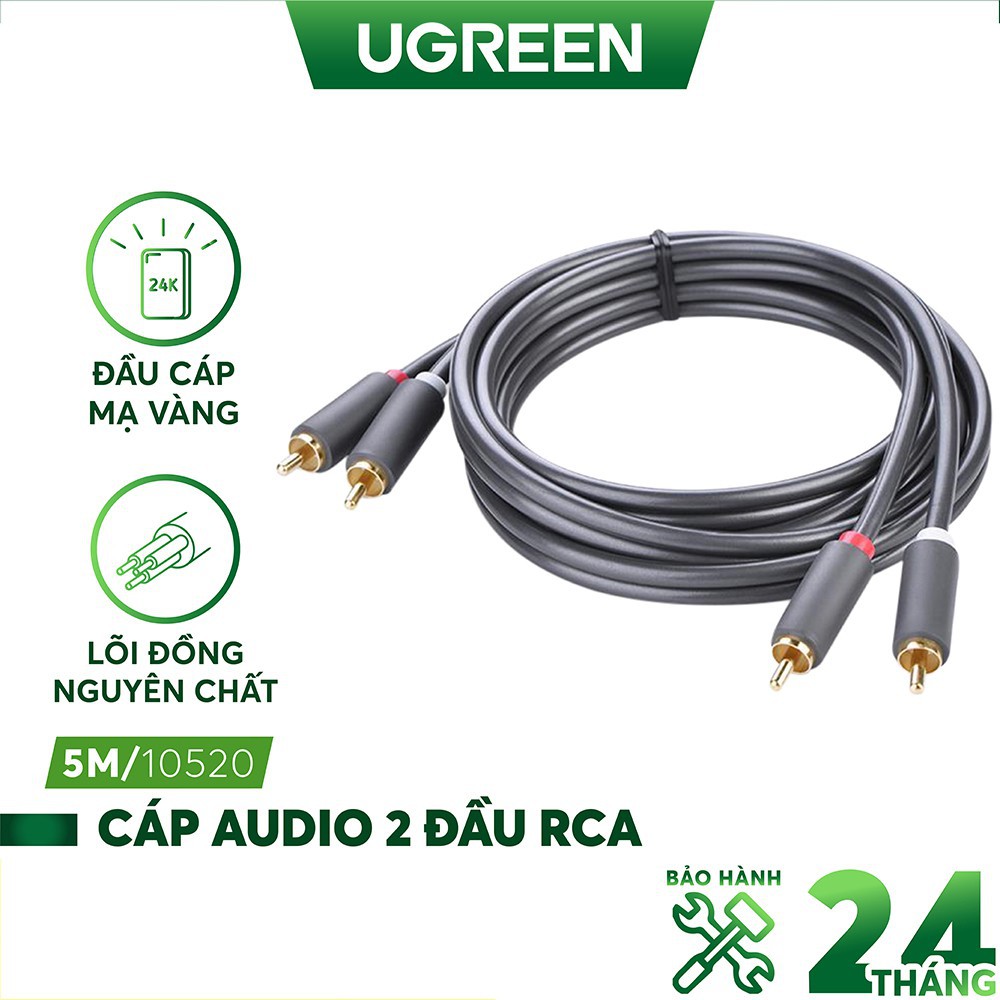 Cáp av hoa sen 2 đầu rca dài 5m ugreen 10520 cao cấp