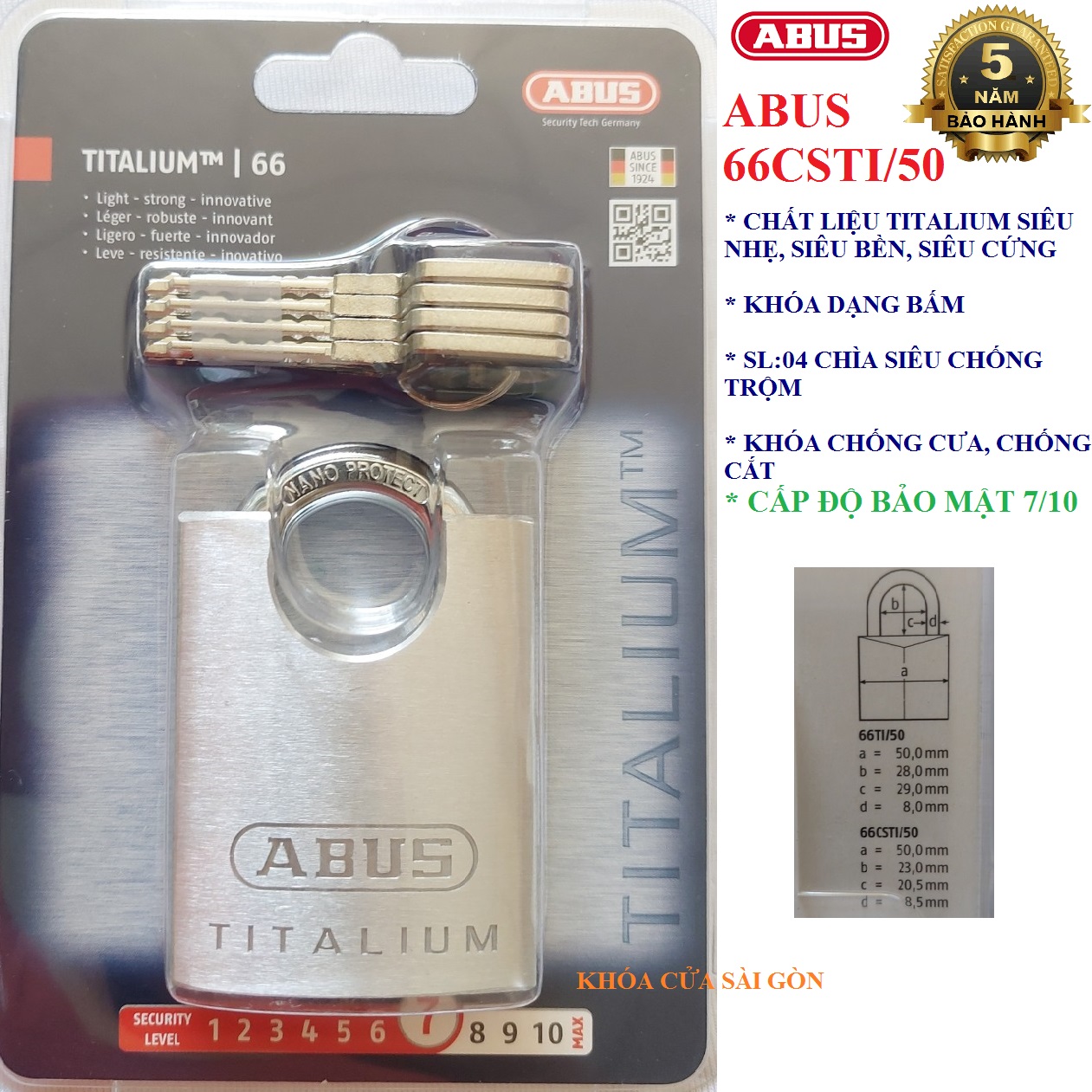 Hỏa tốc hcm] khóa treo abus chống cắt 66csti/50 - thương hiệu số 1 của đức - made in germany