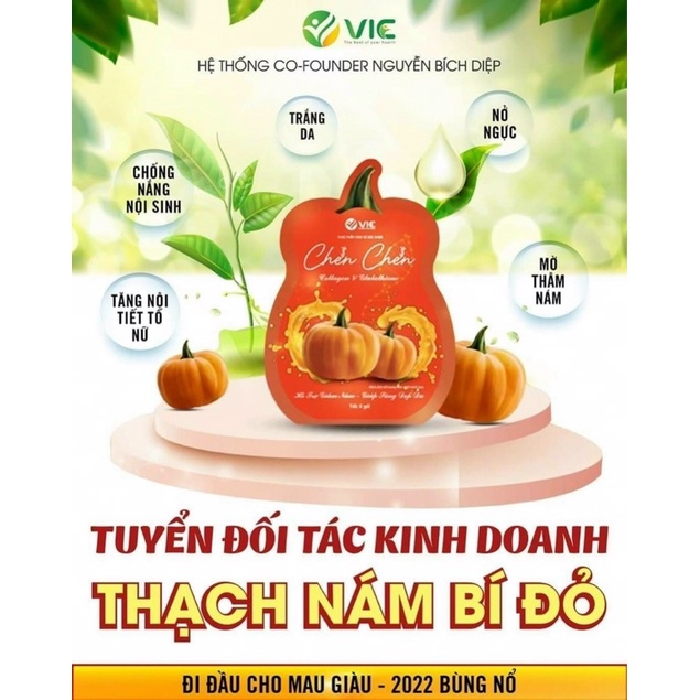 (Túi 8 gói) THẠCH BÍ ĐỎ CHEN CHEN VIC HỖ TRỢ GIẢM NÁM ĐẸP DA