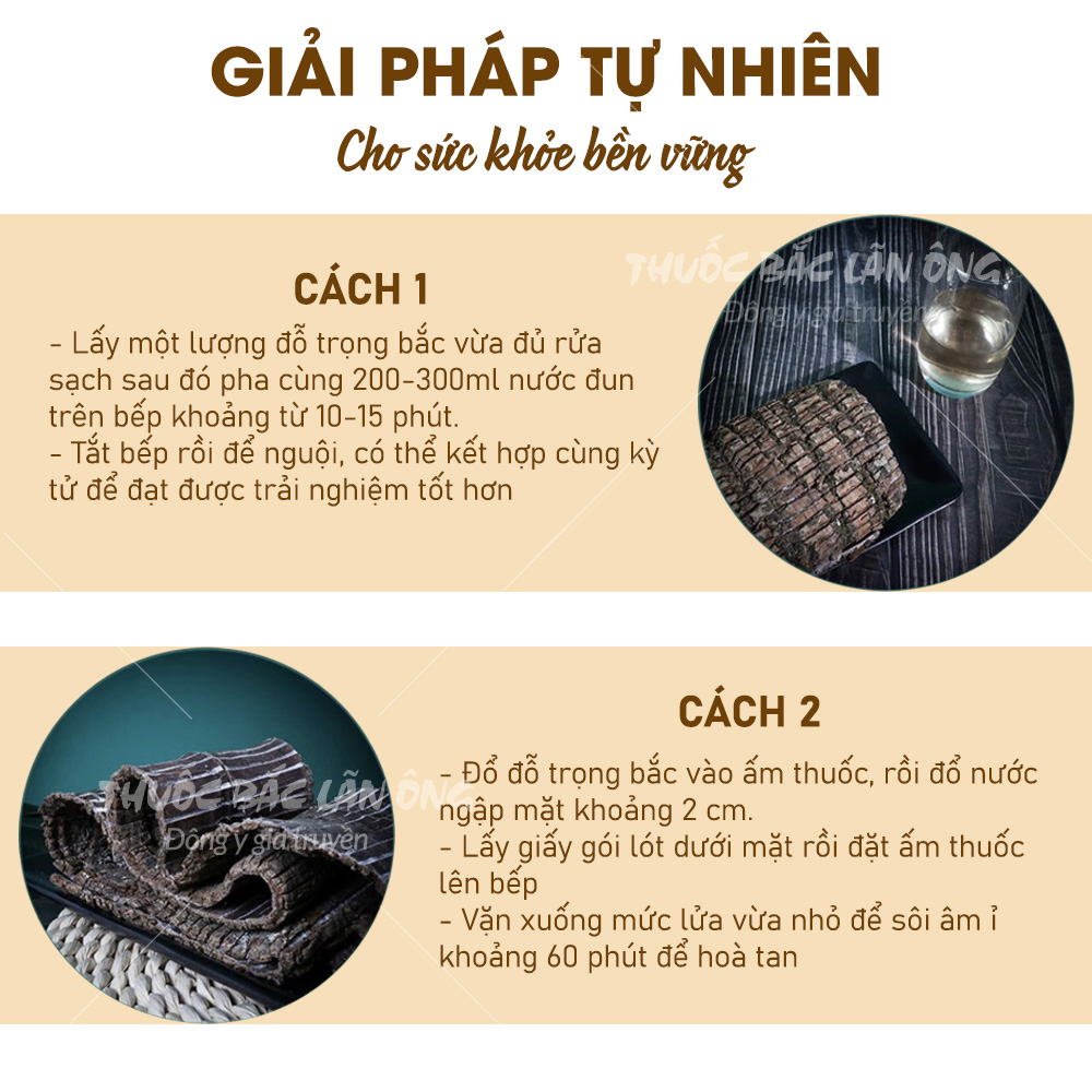 Đỗ trọng bắc 100g, miếng to, dập sợi đẹp, khô, thơm - Lãn Ông