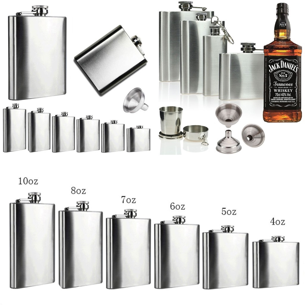 1 2 4 5 6 7 8 9 10 18 oz stainless steel hip flask liquor whiskey alcohol bottle