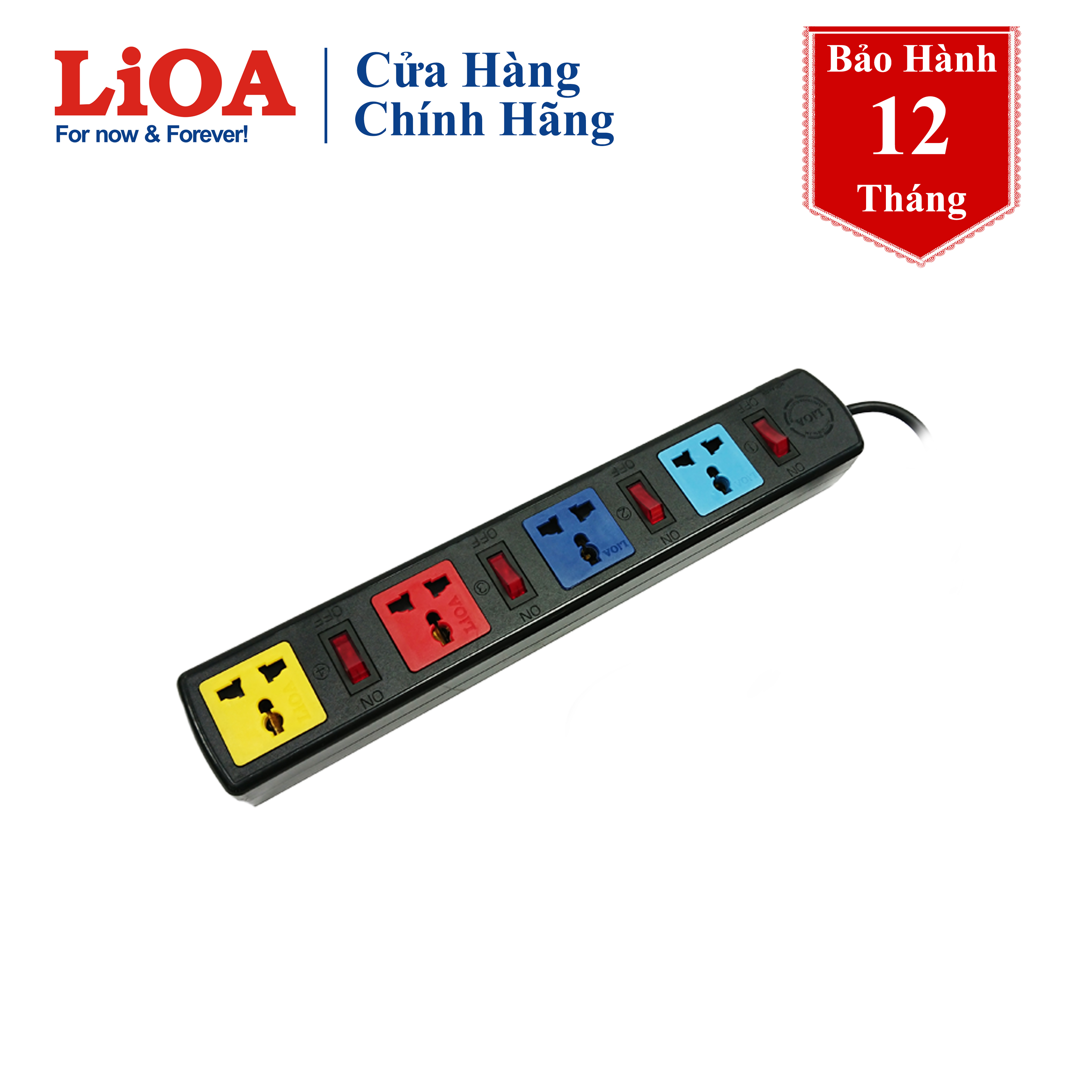 ổ cắm điện LiOA 4 ổ cắm 4 công tắc 3 mét (4DOF33N 4DOF33WN)