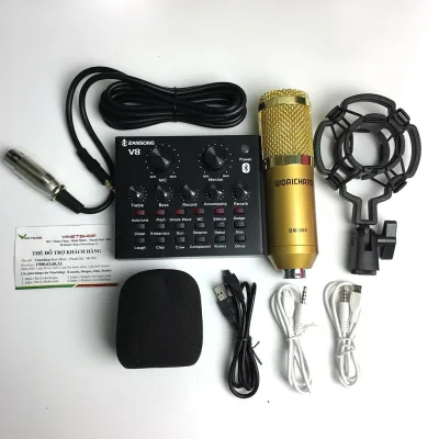 Combo Soundcard V8 Zansong Chính Hãng Có Bluetooth + Mic Karaoke Livetream BM 900, Có AutoTune Chuẩn Phòng Thu