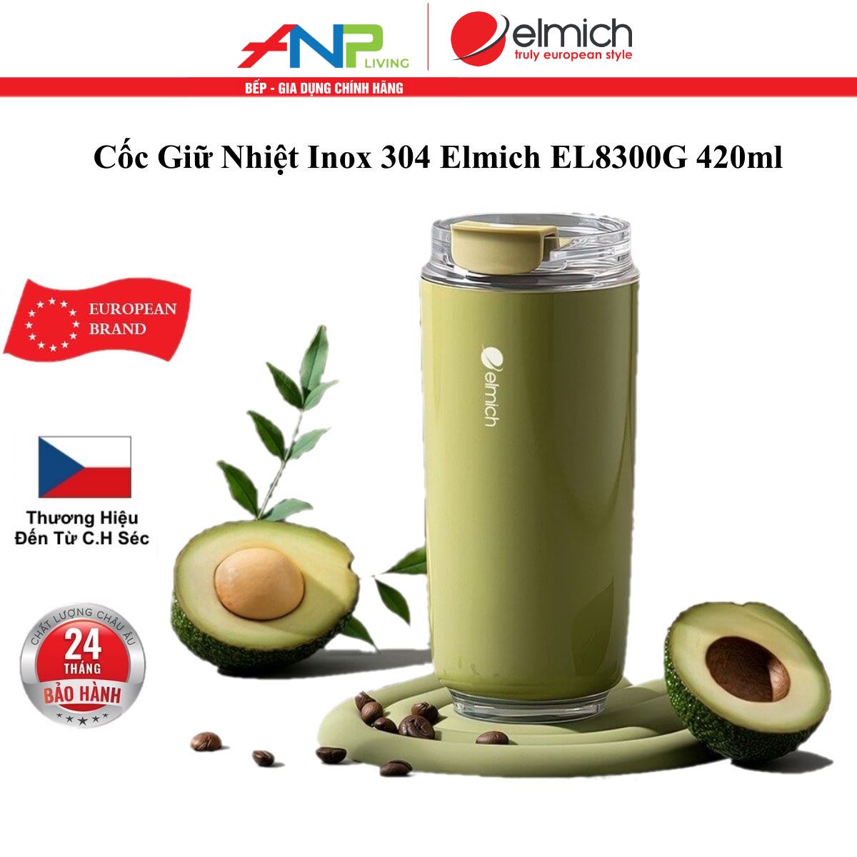 Cốc Giữ Nhiệt ELMICH EL-8300 (Dung Tích 420ML, INOX 304, Giữ Nhiệt 3 Lớp)