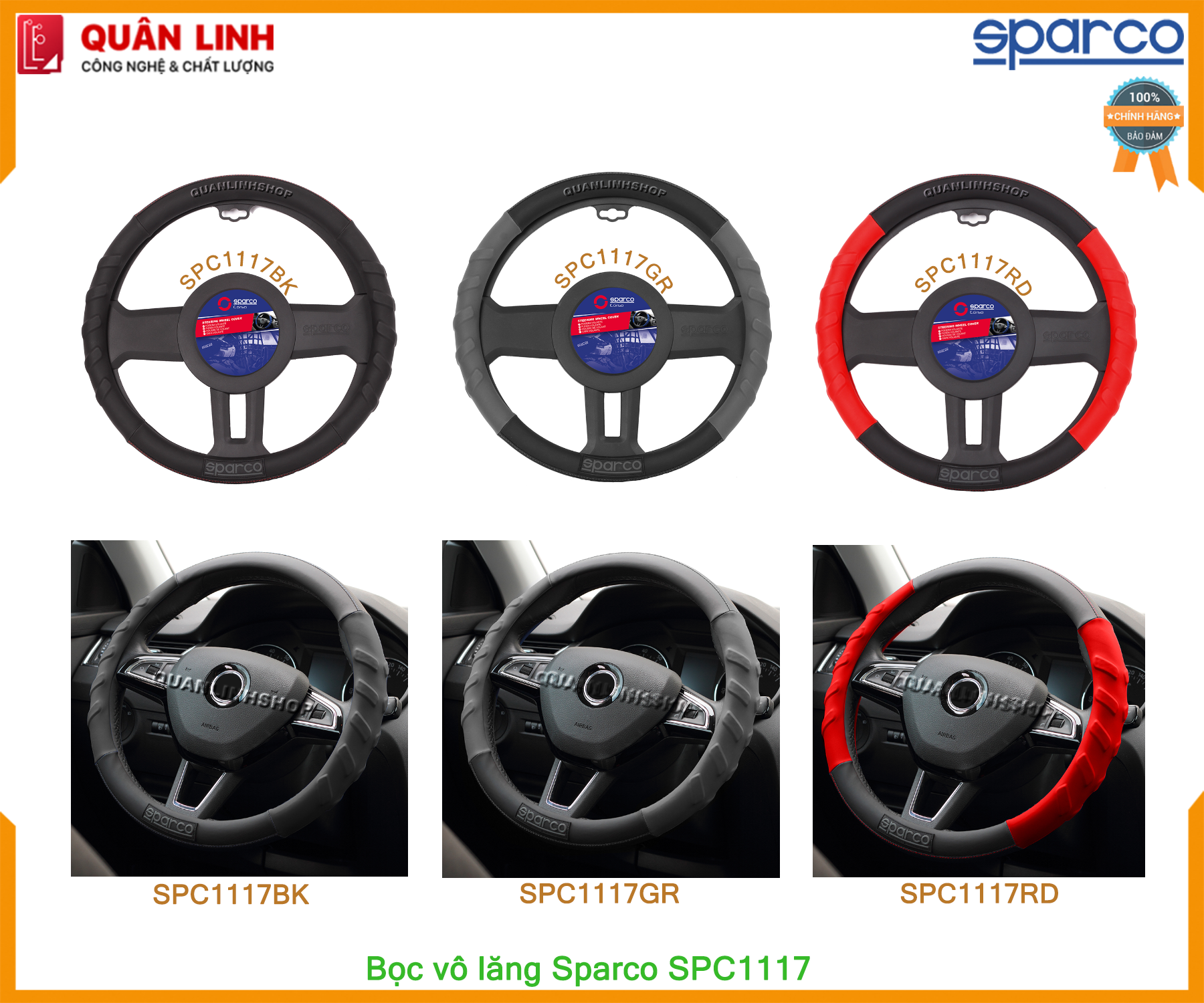 Bọc vô lăng Sparco SPC1117GR