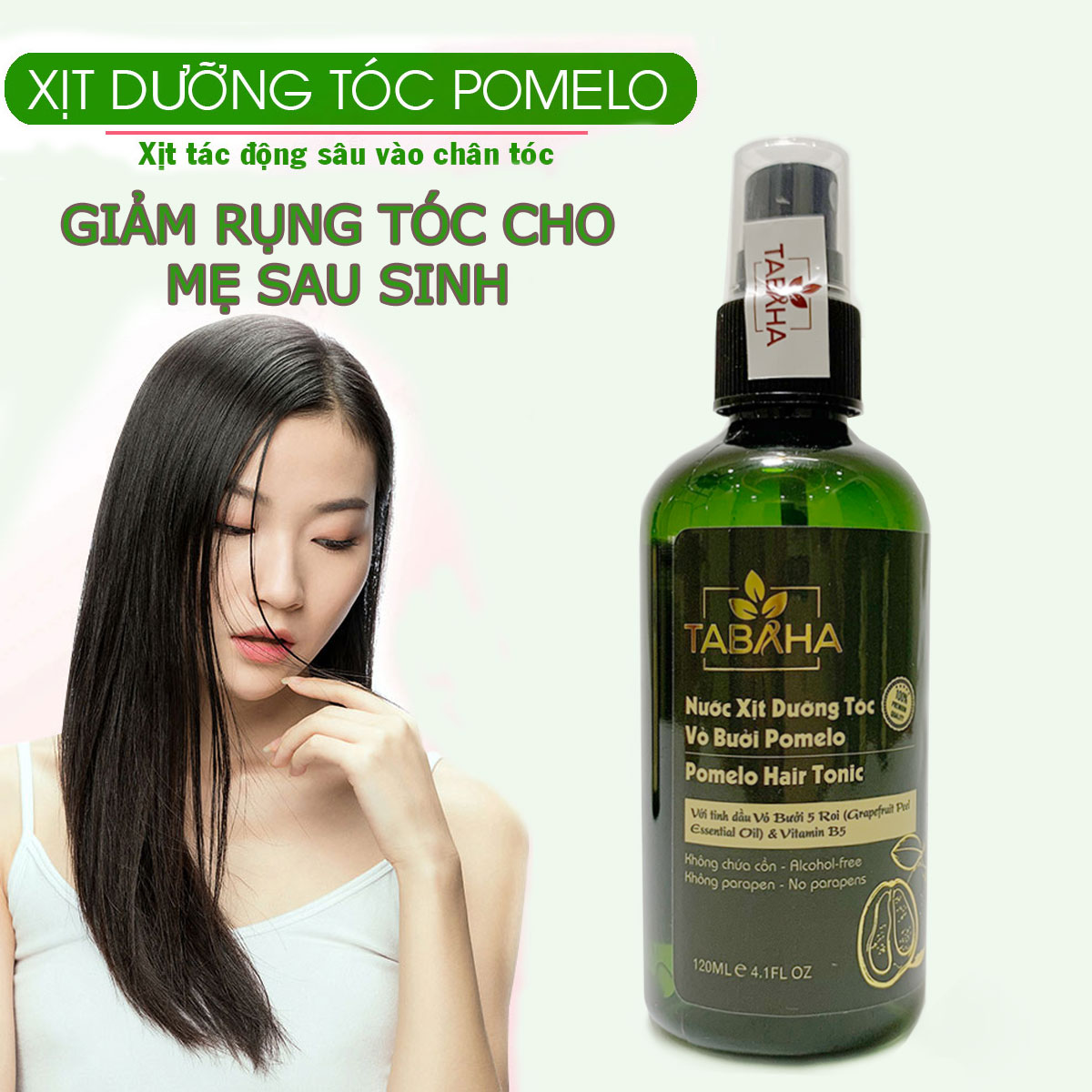 [HCM]Liệu trình ngăn rụng tóc 2 chai xịt mọc tóc Pomelo Tabaha 120ml