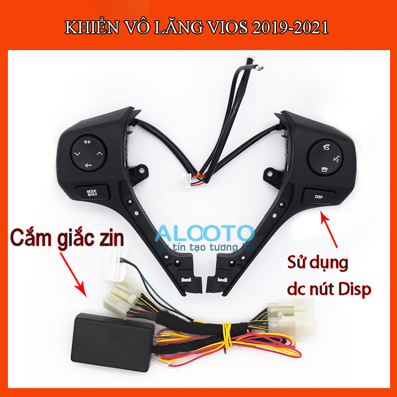 Khiển vô lăng + Cruise control Vios/yaris 2019-2020-2021-2022-2023 hàng cắm giắc zin không cần thay cáp sử dụng được nút disp