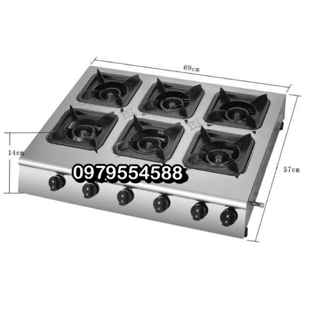 Bếp gas 6 lò chuyên dùng nấu mỳ cay, cơm niêu - Bếp ga 6 cửa - Bếp ga 6 họng