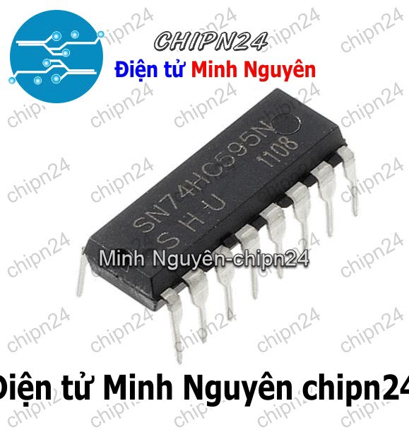 [4 con] (DIP) IC 74595 74HC595 DIP-16 (SN74HC595N) (IC ghi dịch 8 bit) - HH000336