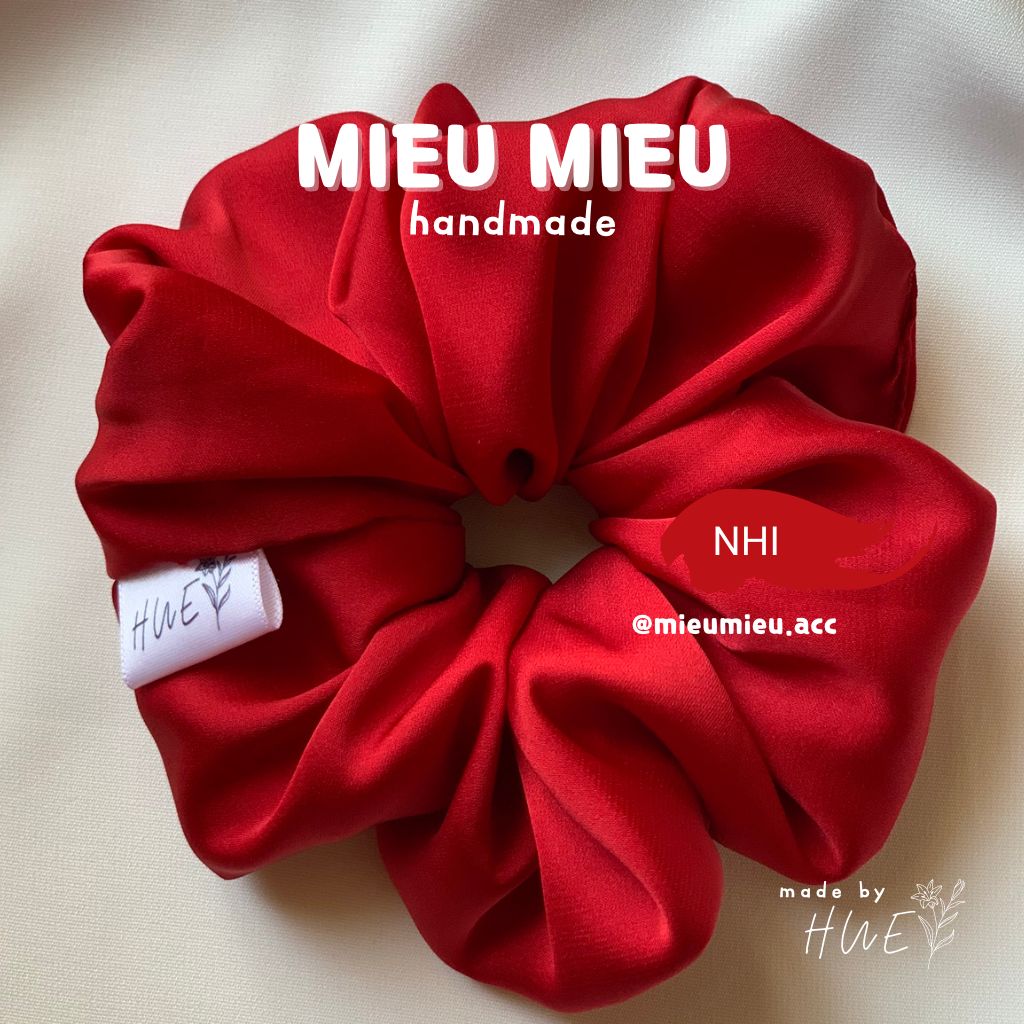 Cột tóc scrunchies handmade chất liệu lụa mềm mịn chun co giãn bảo vệ tóc S1016