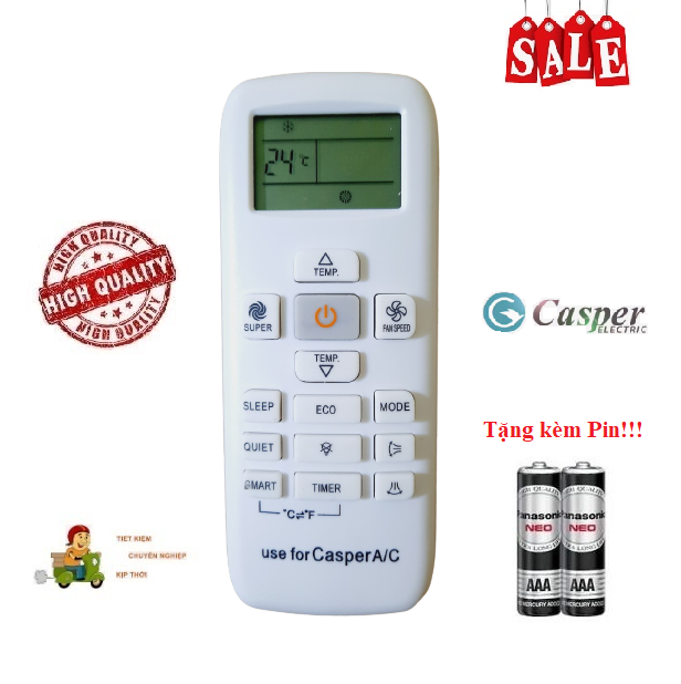 Remote Điều khiển điều hòa Casper 1&2 chiều Inverter- Hàng loại tốt mới 100% Tặng kèm Pin