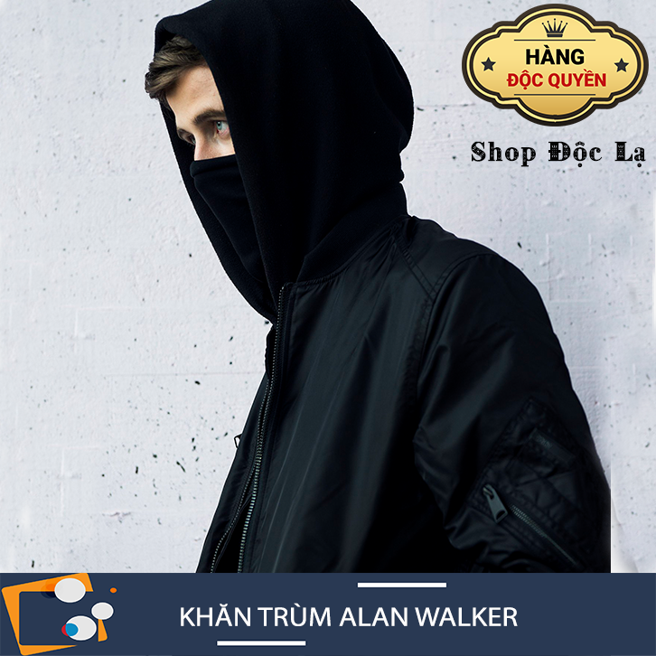DJ Faded Alan Walker Full Black Scarf - Free Gift 1 Mini Keychain Ring
