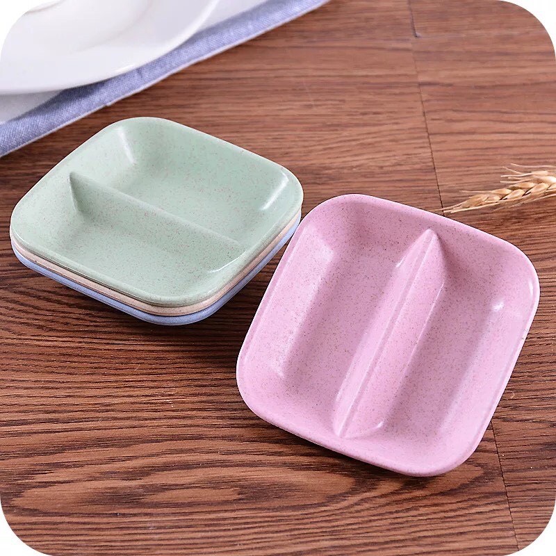 Chén đựng nước chấm gia vị nhựa lúa mạch 2 ngăn - rẻ vô địch