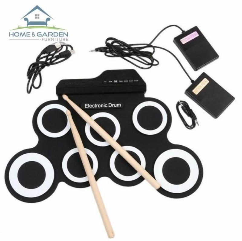 Home And Garden Trống điện tử cho bé học nhạc Electronic Drum Portable USB (Black White)