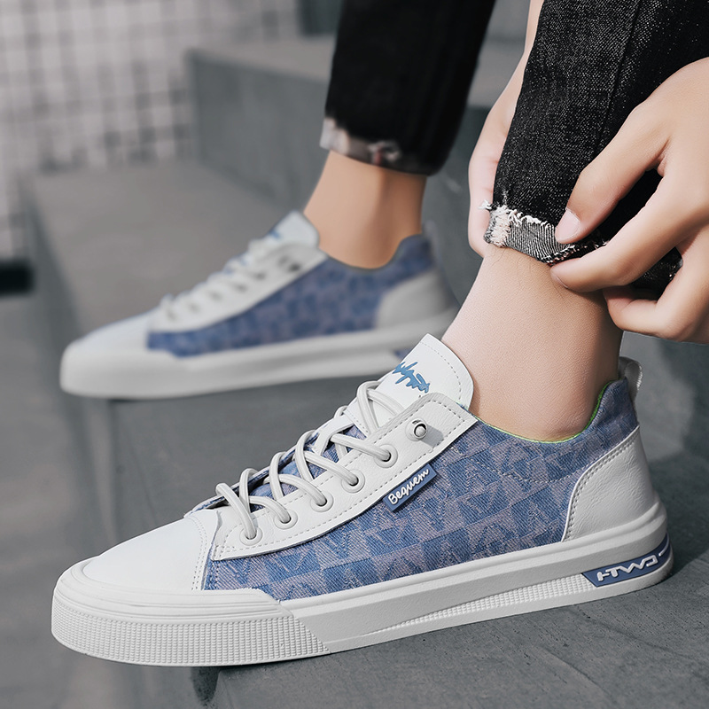 Giày Nam, Giày Sneaker Nam Vải Bò Phối Da Cao Cấp
