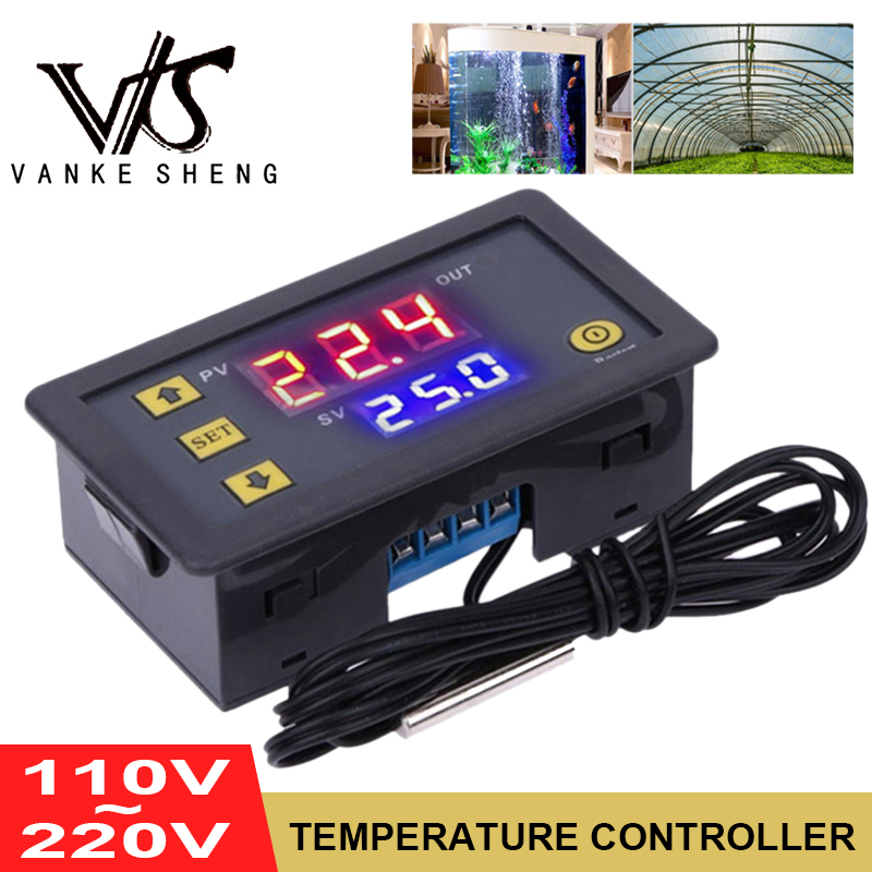 Bảng giá Bộ điều khiển nhiệt độ kỹ thuật số w3230 DC 12V 24V AC 110V-220V 20A Bộ điều nhiệt hiển thị LED với thiết bị điều khiển sưởi/Làm mát