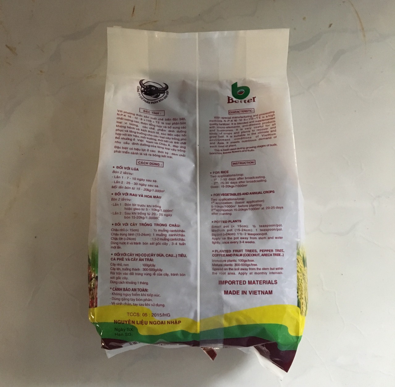Phân bón NPK CAO CẤP BETTER 16-12-8+11S+TE  1KG/GÓI