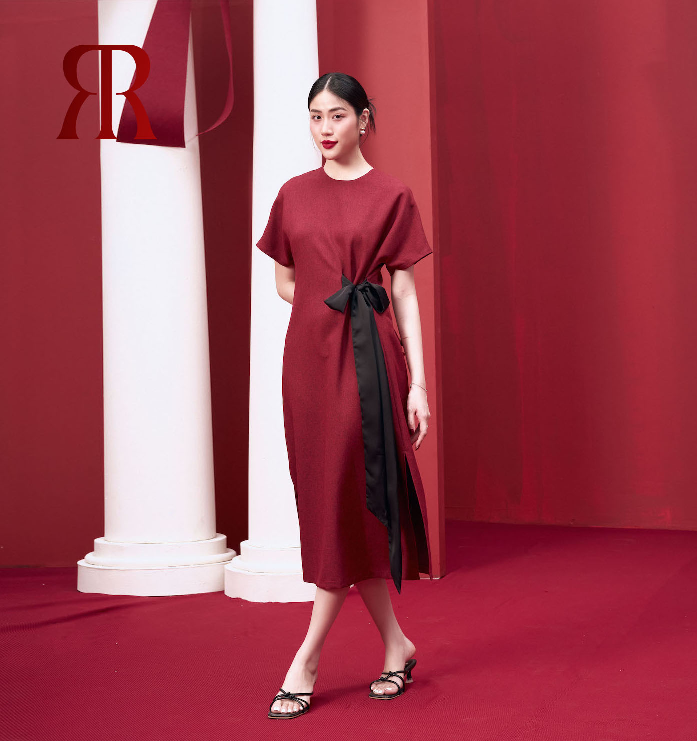 Rập - đầm đỏ nơ đen - xmas 20 - fs