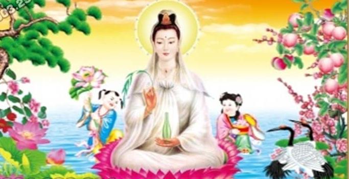 Tranh đính đá Phật quan âm và đồng tử - LV357