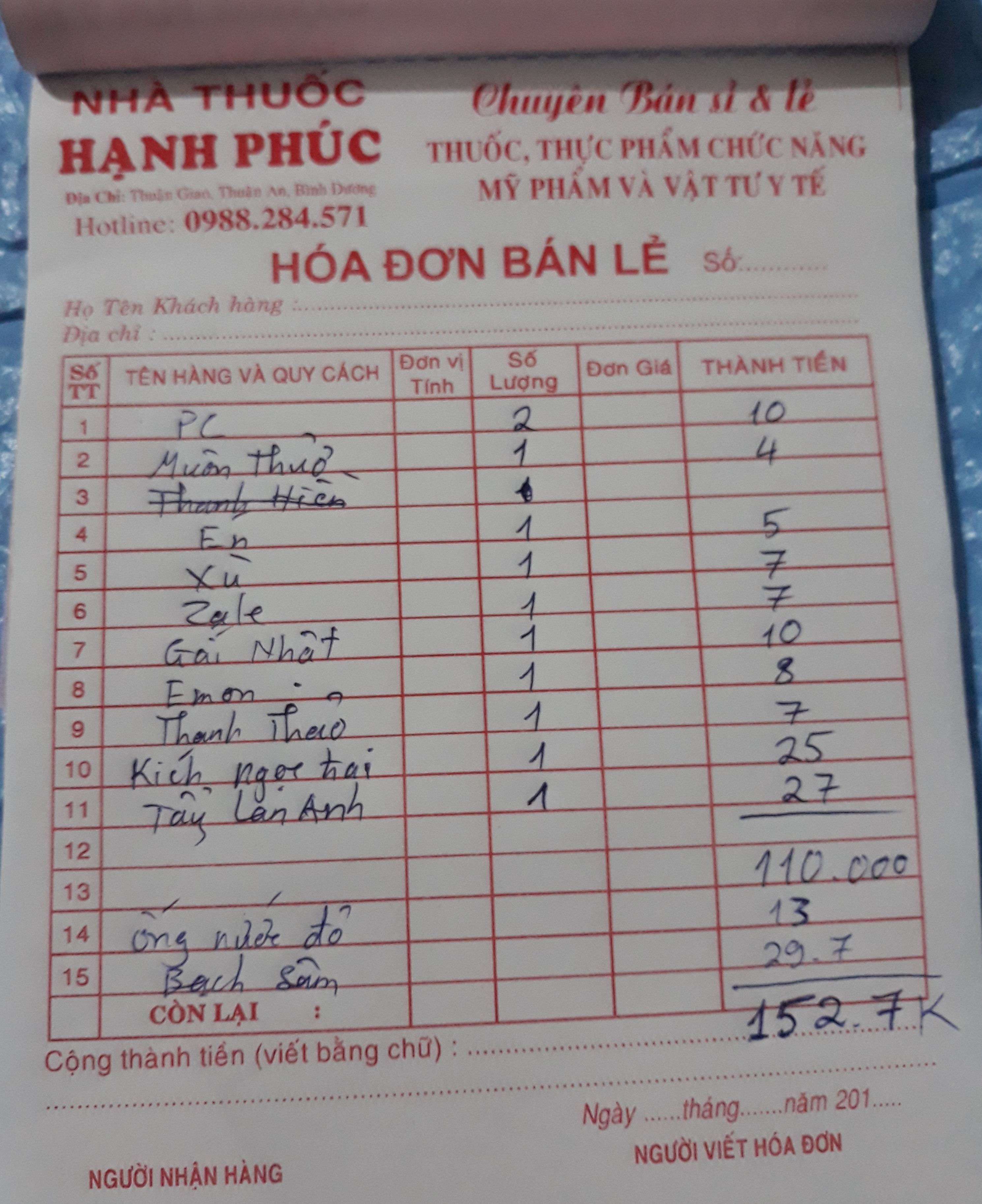combo khách tự chọn 152k