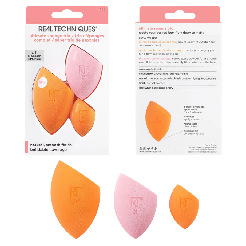 Set 3 mút trang điểm RT Real Techniques Ultimate Makeup Sponge Blending And Setting Trio