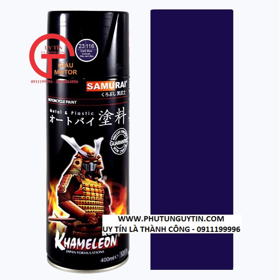 Chai sơn xịt sơn xe máy Samurai  23/116 màu xanh đậm   Deep Blue