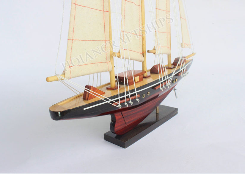 Mô hình thuyền gỗ trang trí Atlantic kem (dài 30cm)
