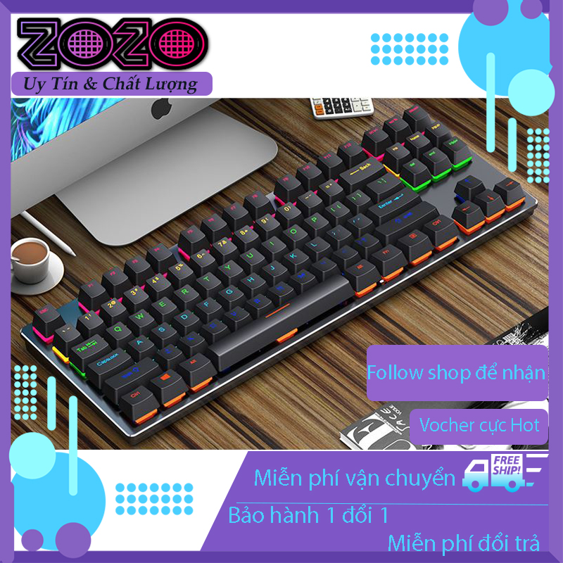 Bàn phím cơ K550 Blue Switch 87 phím tiêu chuẩn, bàn phím cơ gaming RGB phù hợp với chơi game và làm việc , bàn phím cơ dùng cho PC, laptop