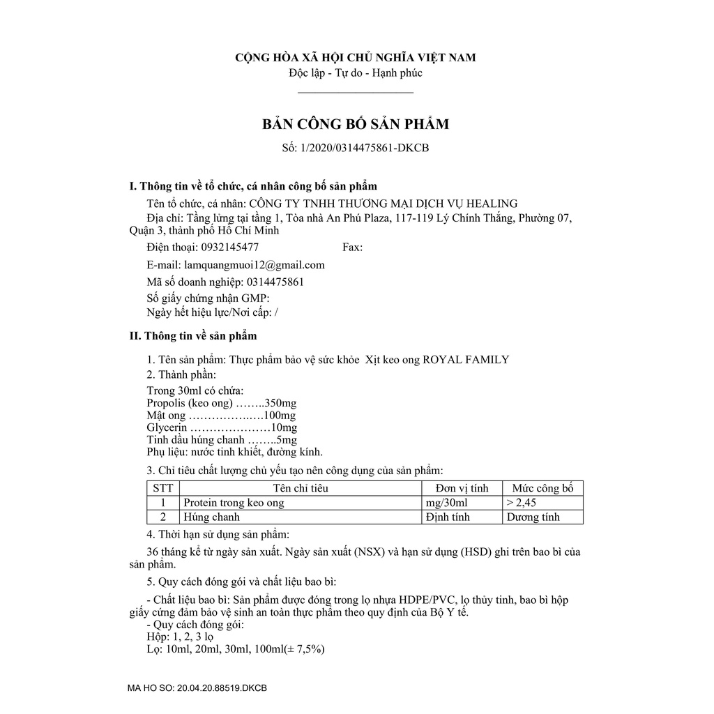 Xịt Keo Ong Royal Family