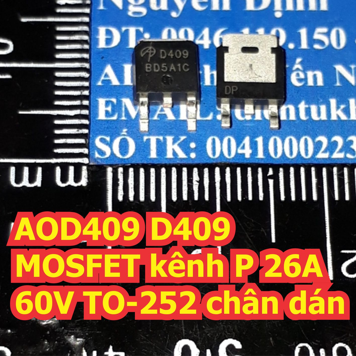 10 con aod409 d409 mosfet kênh p 26a 60v to-252 chân dán kde7127